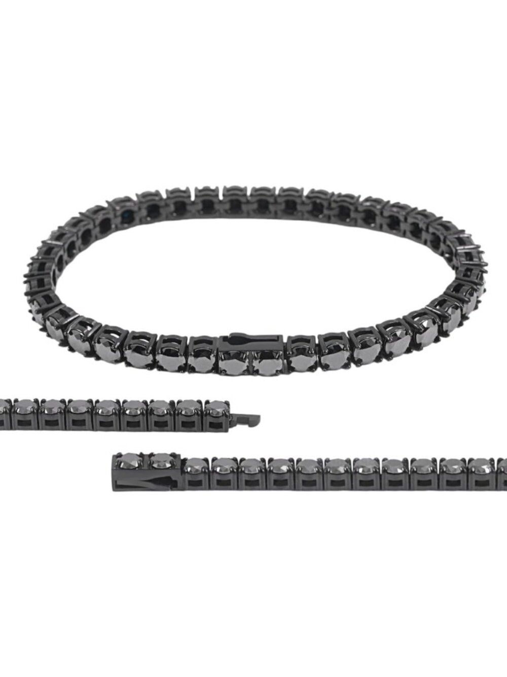 Elegant Black Moissanite Tennis Bracelet for Women & Men - 3/4/5mm Round Cut